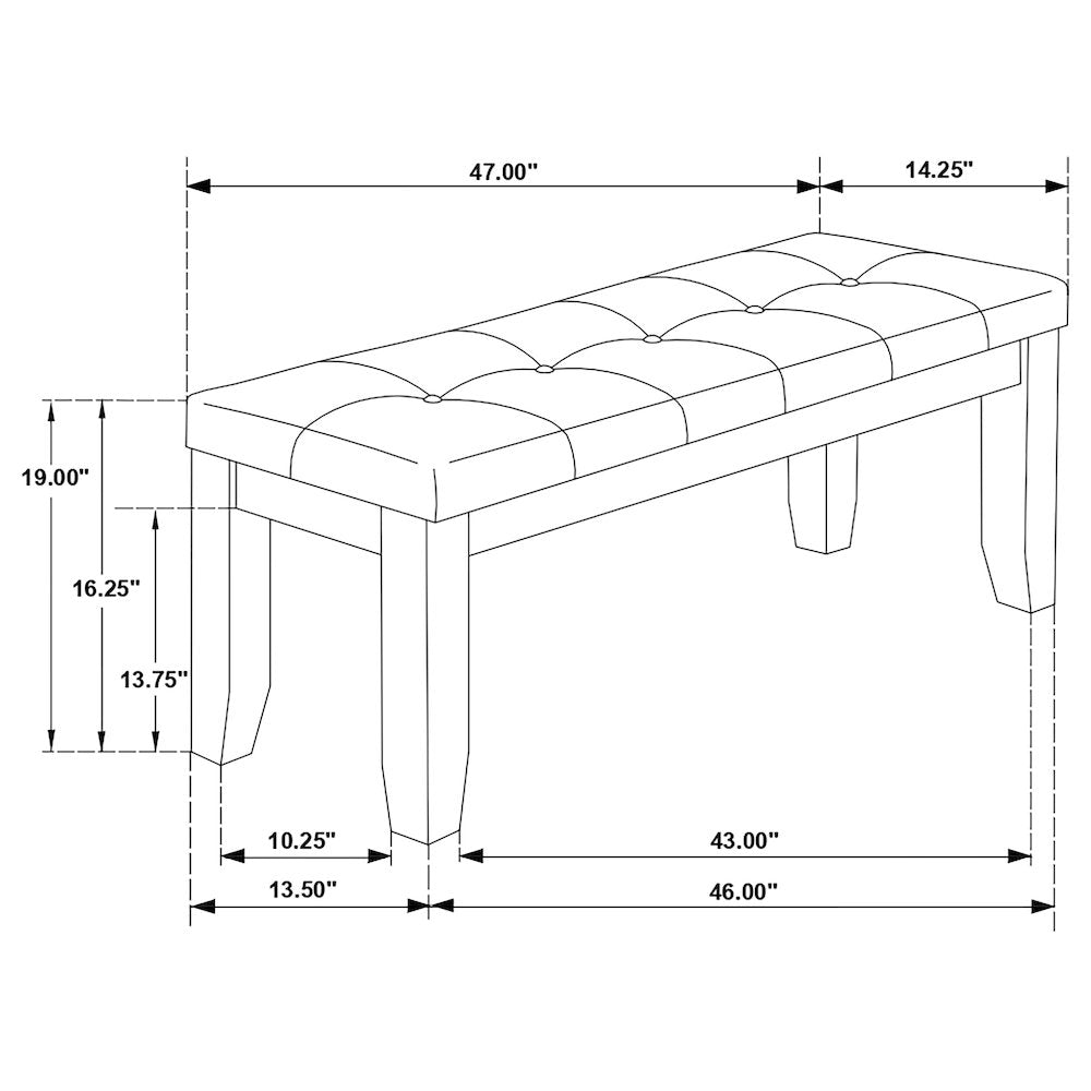 Grey and Dark Grey Tufted Upholstery Bench