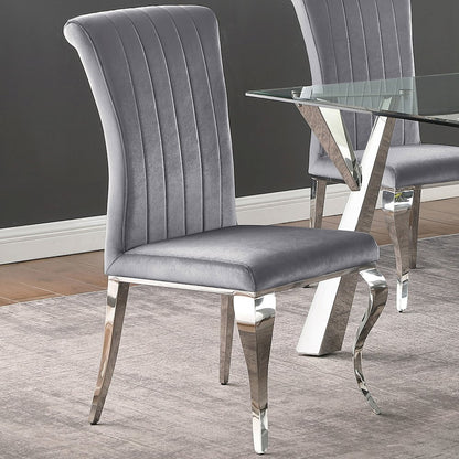 Glam Velvet Chrome Side Chairs (Set of 4)
