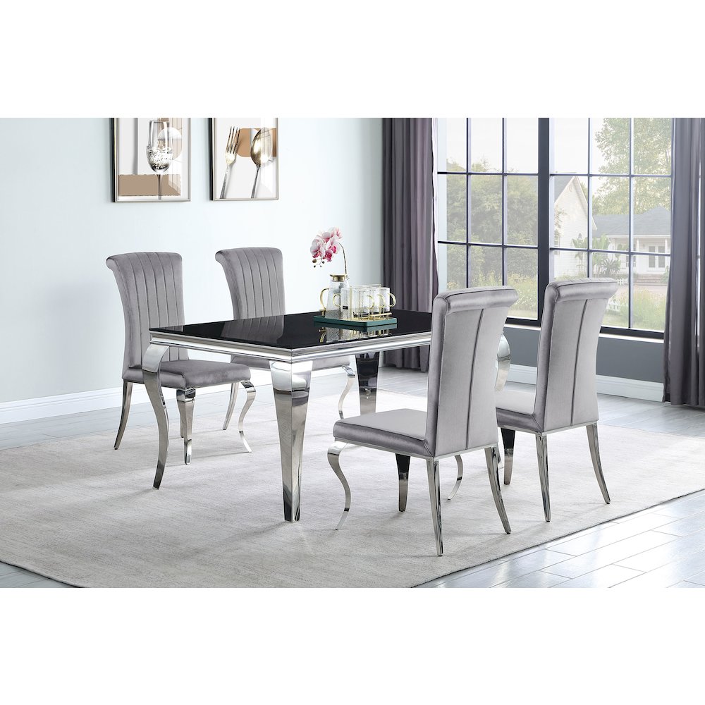 Glam Velvet Chrome Side Chairs (Set of 4)
