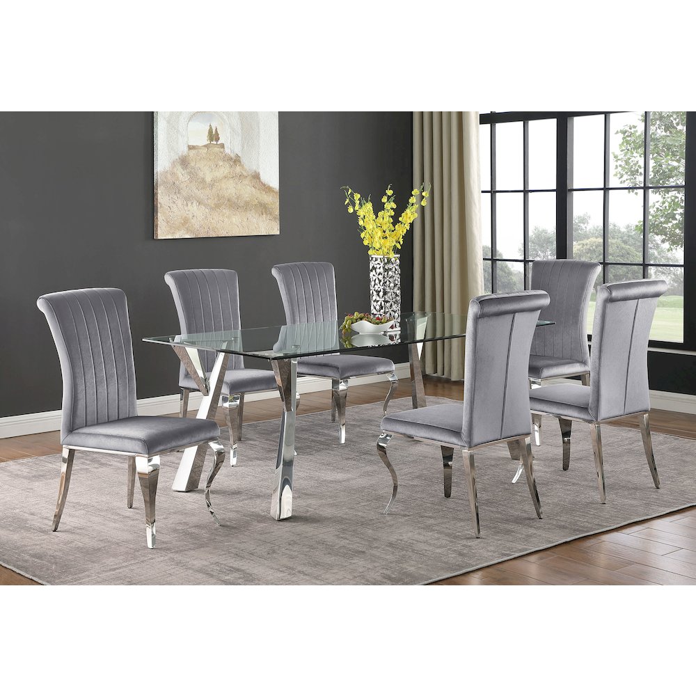 Glam Velvet Chrome Side Chairs (Set of 4)