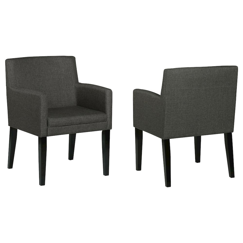 Charcoal Grey and Black Upholstered Arm Chairs (Set of 2)