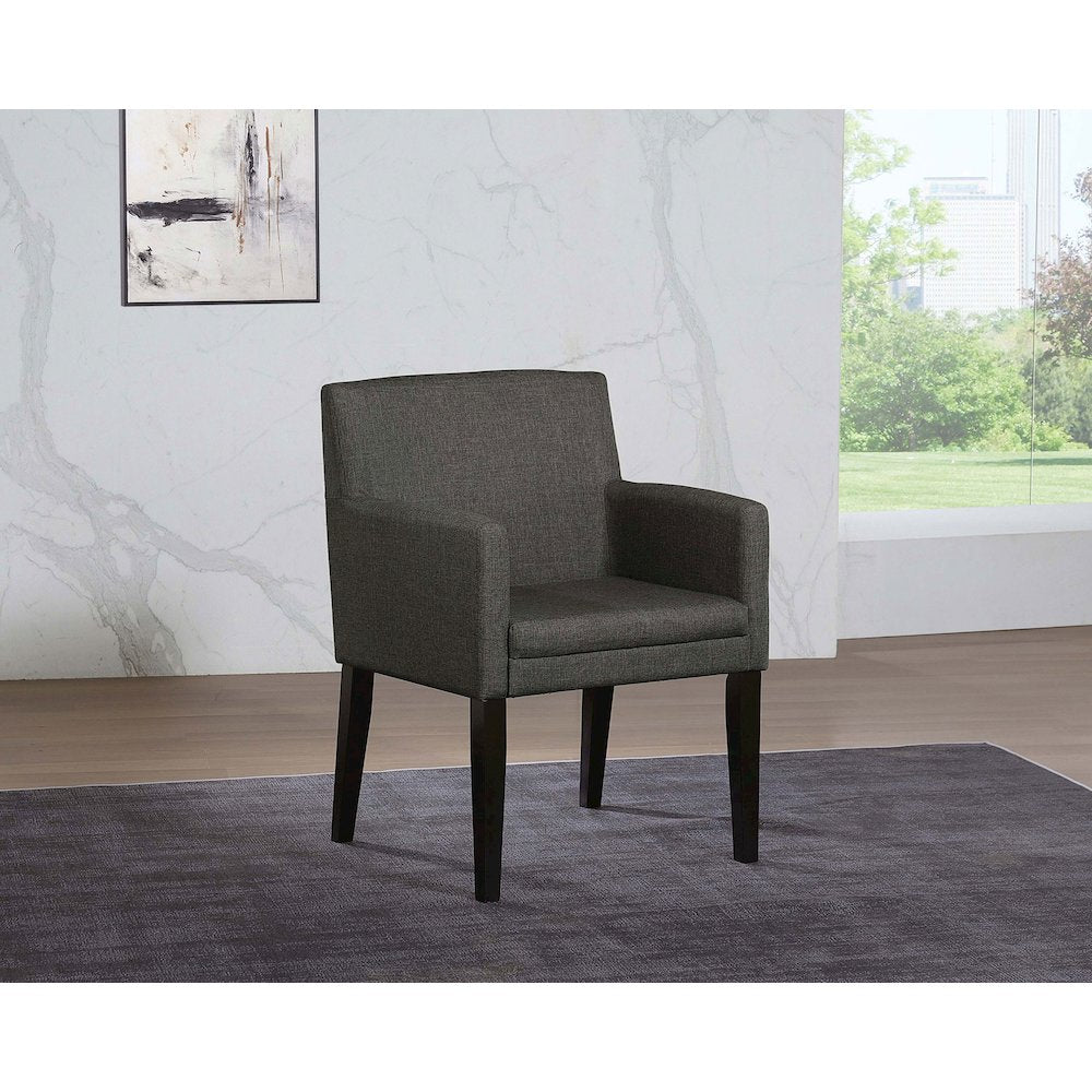 Charcoal Grey and Black Upholstered Arm Chairs (Set of 2)