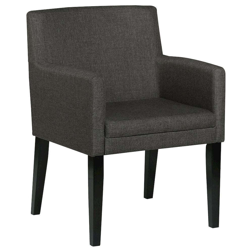 Charcoal Grey and Black Upholstered Arm Chairs (Set of 2)