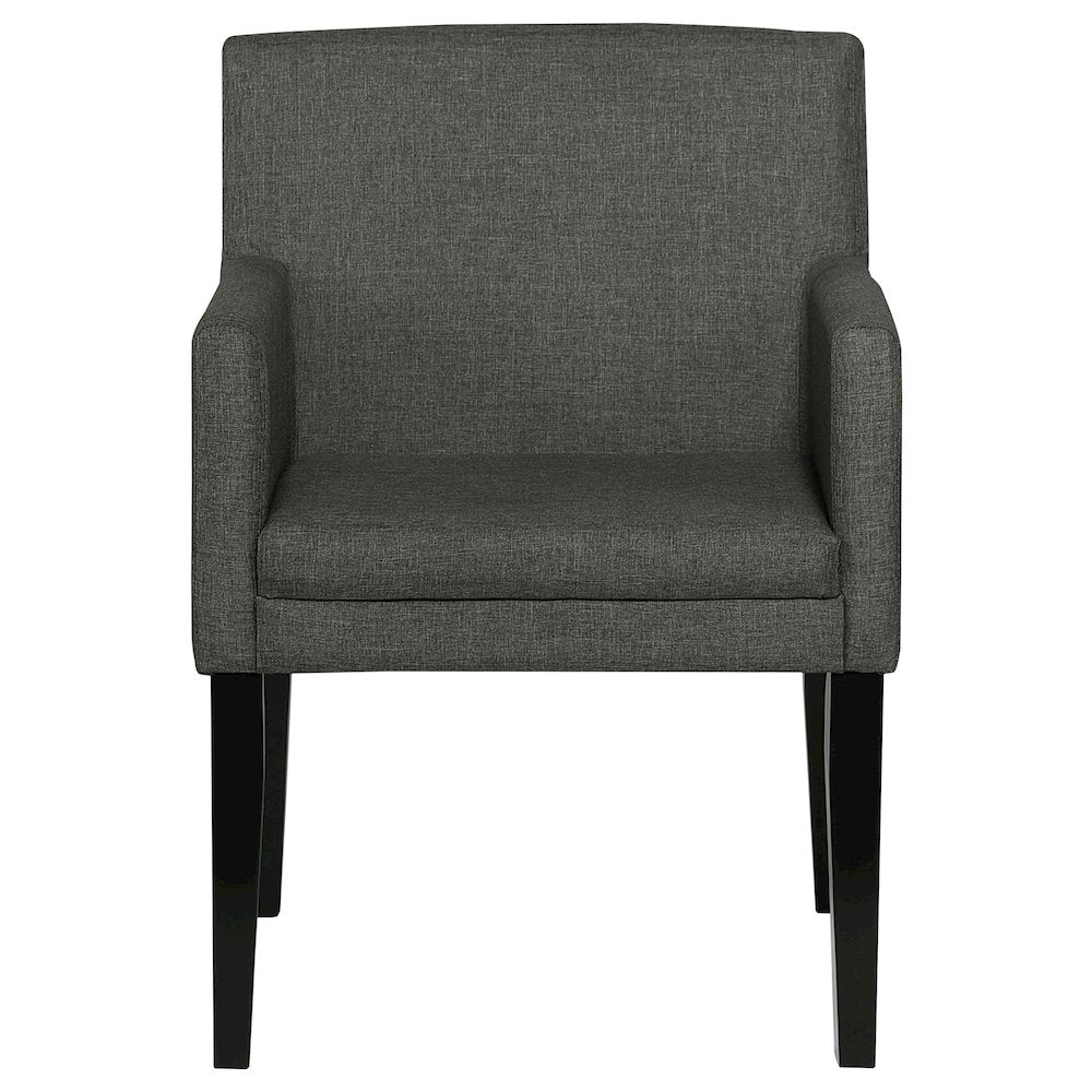 Charcoal Grey and Black Upholstered Arm Chairs (Set of 2)