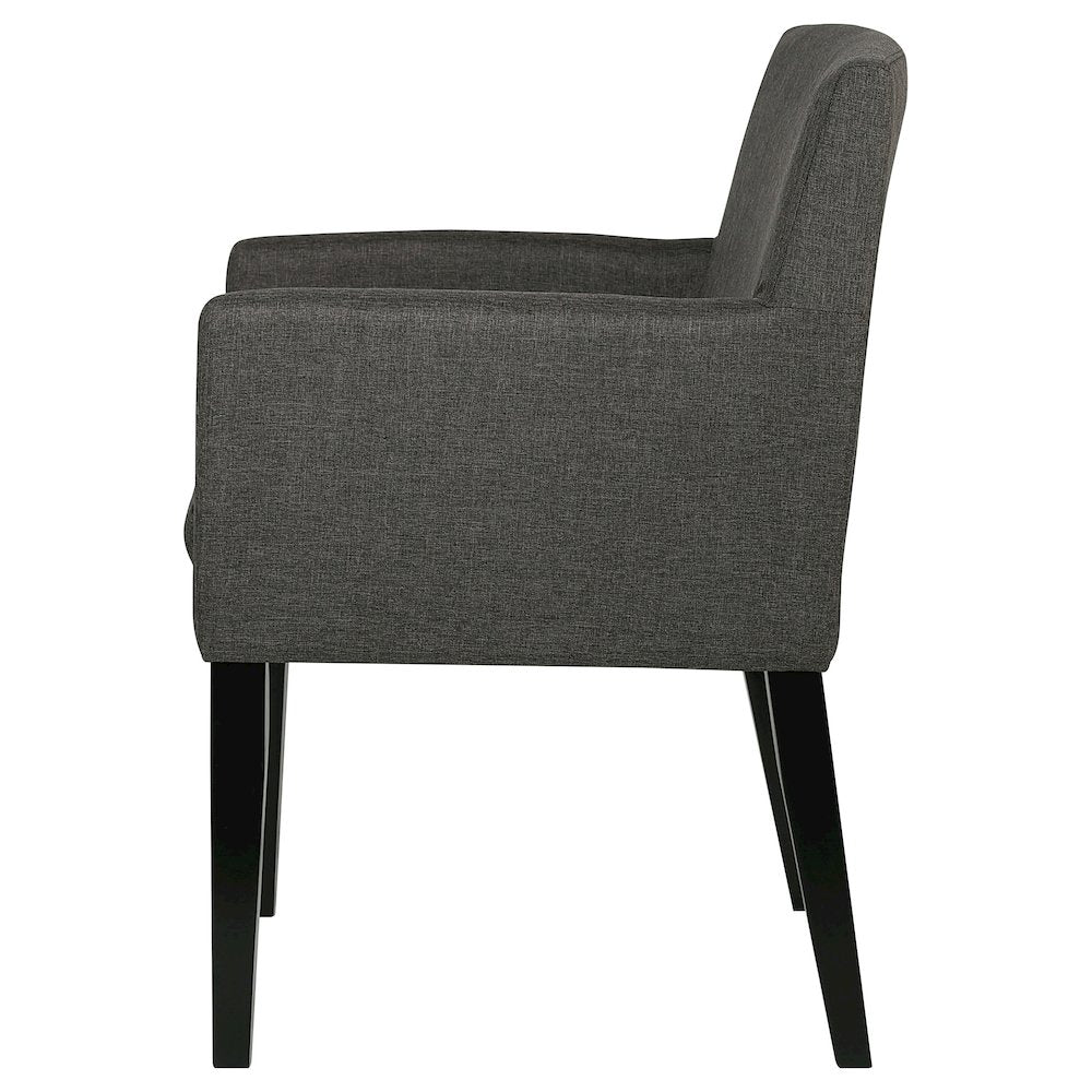 Charcoal Grey and Black Upholstered Arm Chairs (Set of 2)