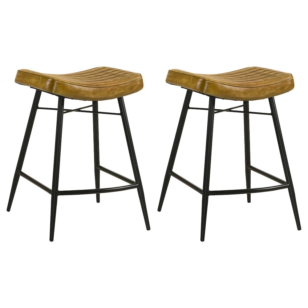 Upholstered Stools with Saddle Seat (Set of 2)