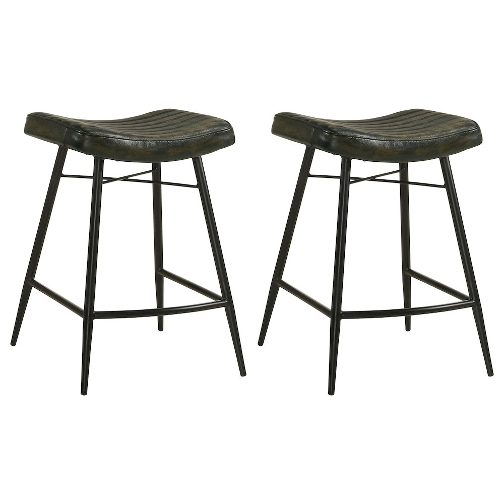 Upholstered Stools with Saddle Seat (Set of 2)