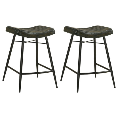 Upholstered Stools with Saddle Seat (Set of 2)