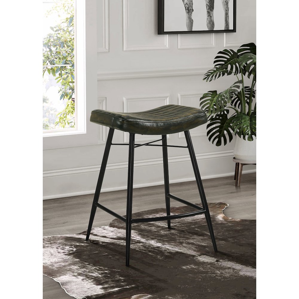 Upholstered Stools with Saddle Seat (Set of 2)