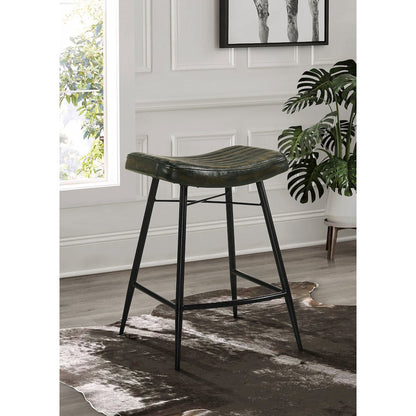 Upholstered Stools with Saddle Seat (Set of 2)
