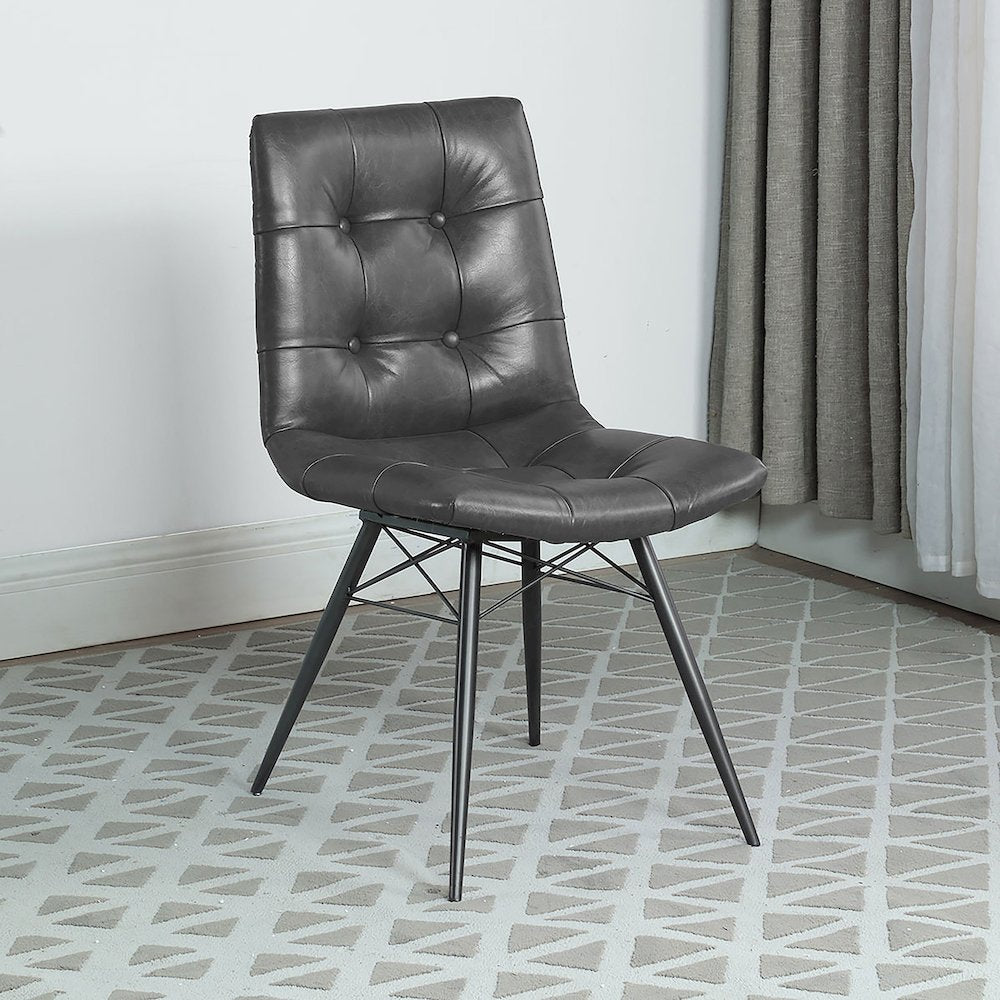 and Gunmetal Tufted Back Upholstered Dining Chairs (Set of 4)