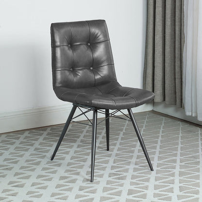 and Gunmetal Tufted Back Upholstered Dining Chairs (Set of 4)