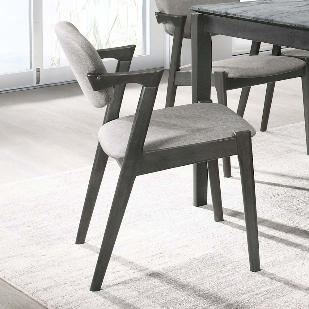 Brown Grey and Black Upholstered Dining Chairs (Set of 2)