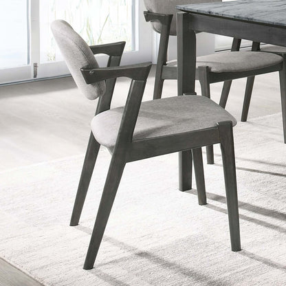 Brown Grey and Black Upholstered Dining Chairs (Set of 2)