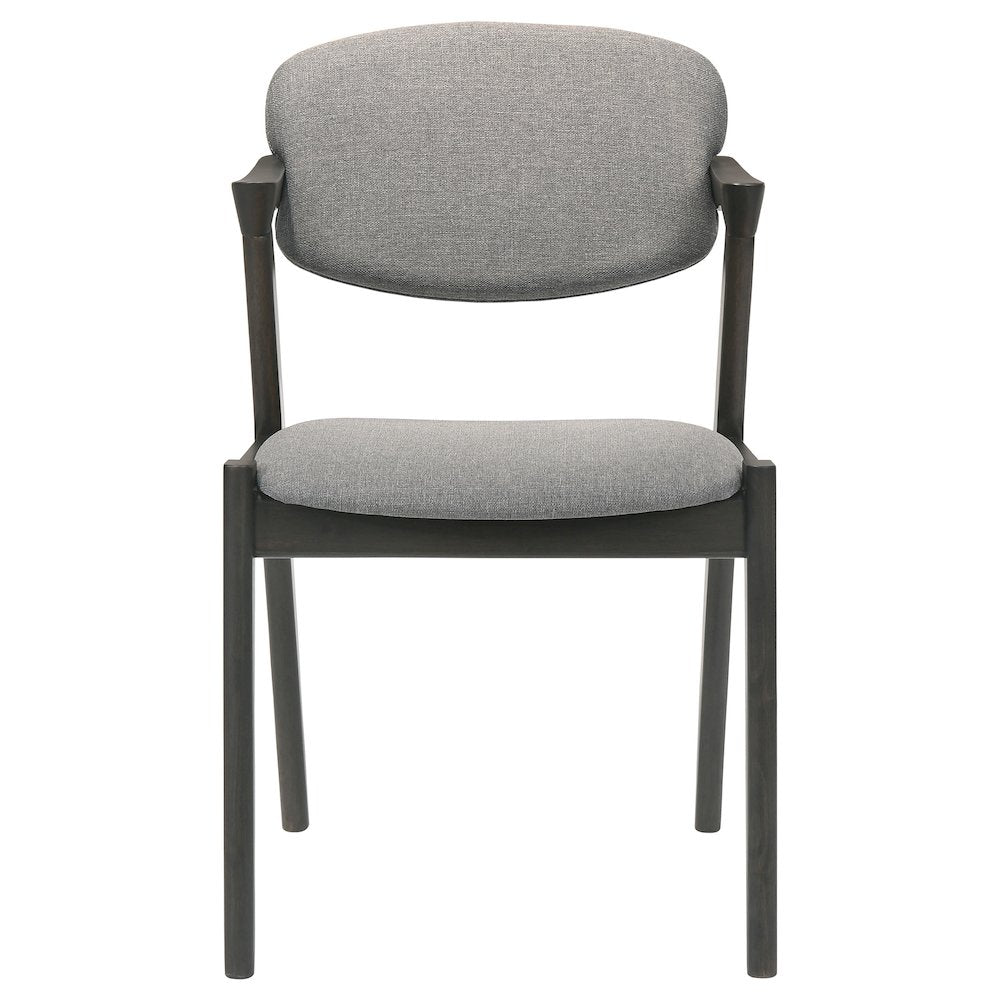 Brown Grey and Black Upholstered Dining Chairs (Set of 2)
