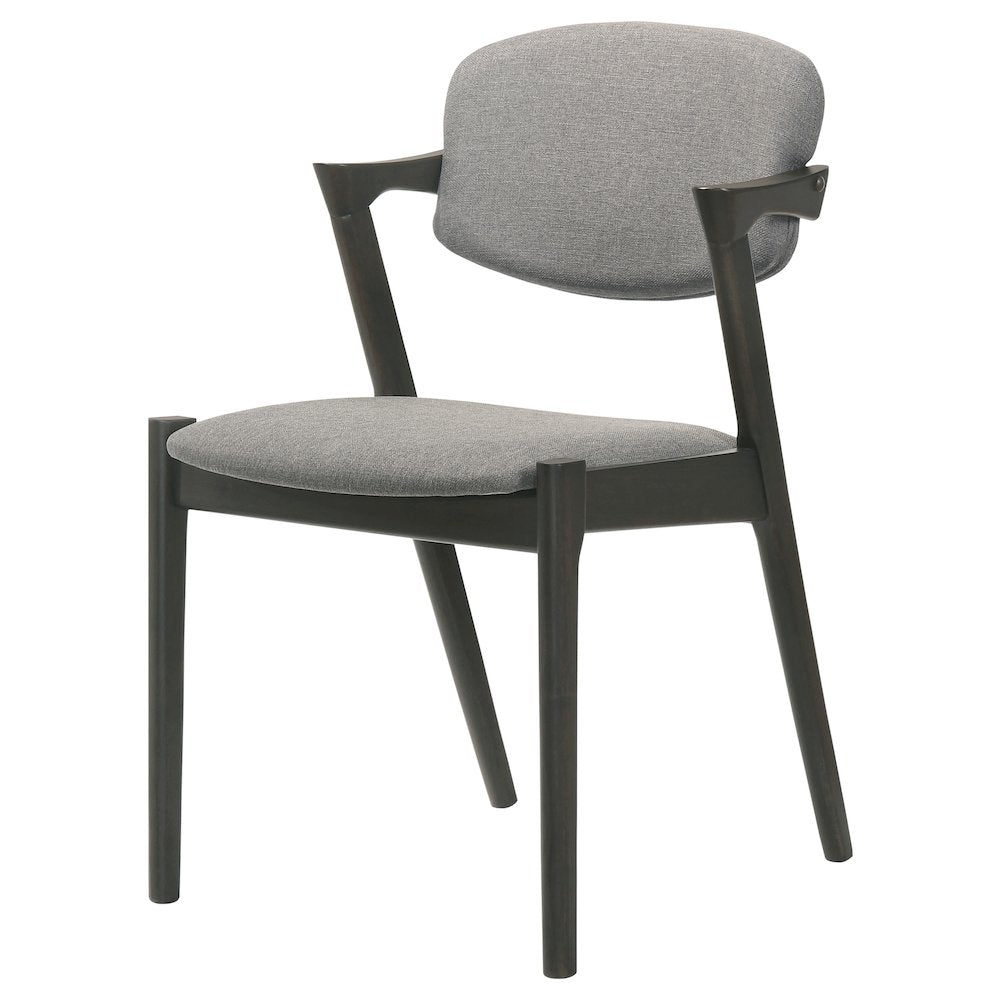 Brown Grey and Black Upholstered Dining Chairs (Set of 2)