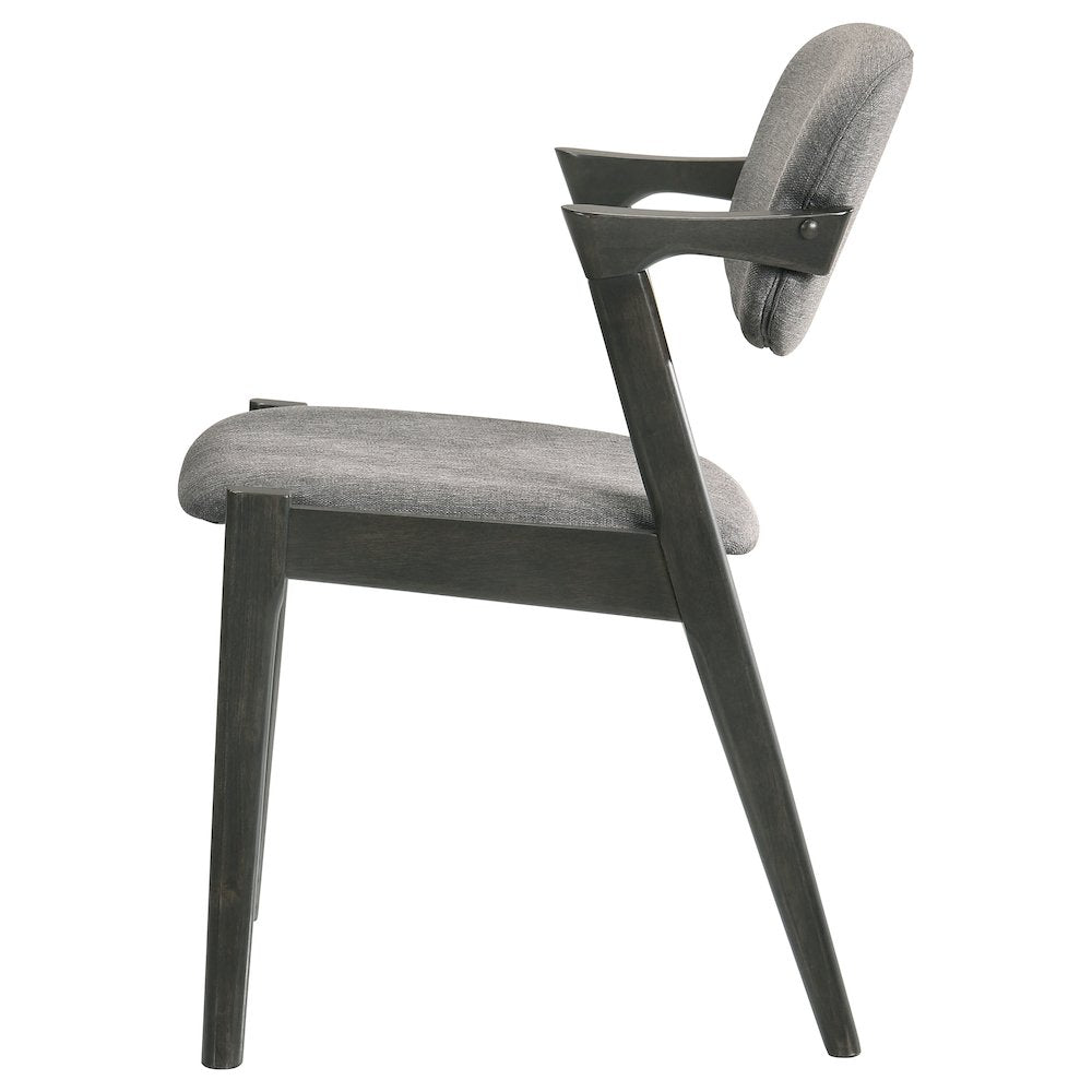 Brown Grey and Black Upholstered Dining Chairs (Set of 2)