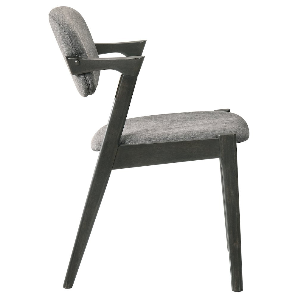 Brown Grey and Black Upholstered Dining Chairs (Set of 2)