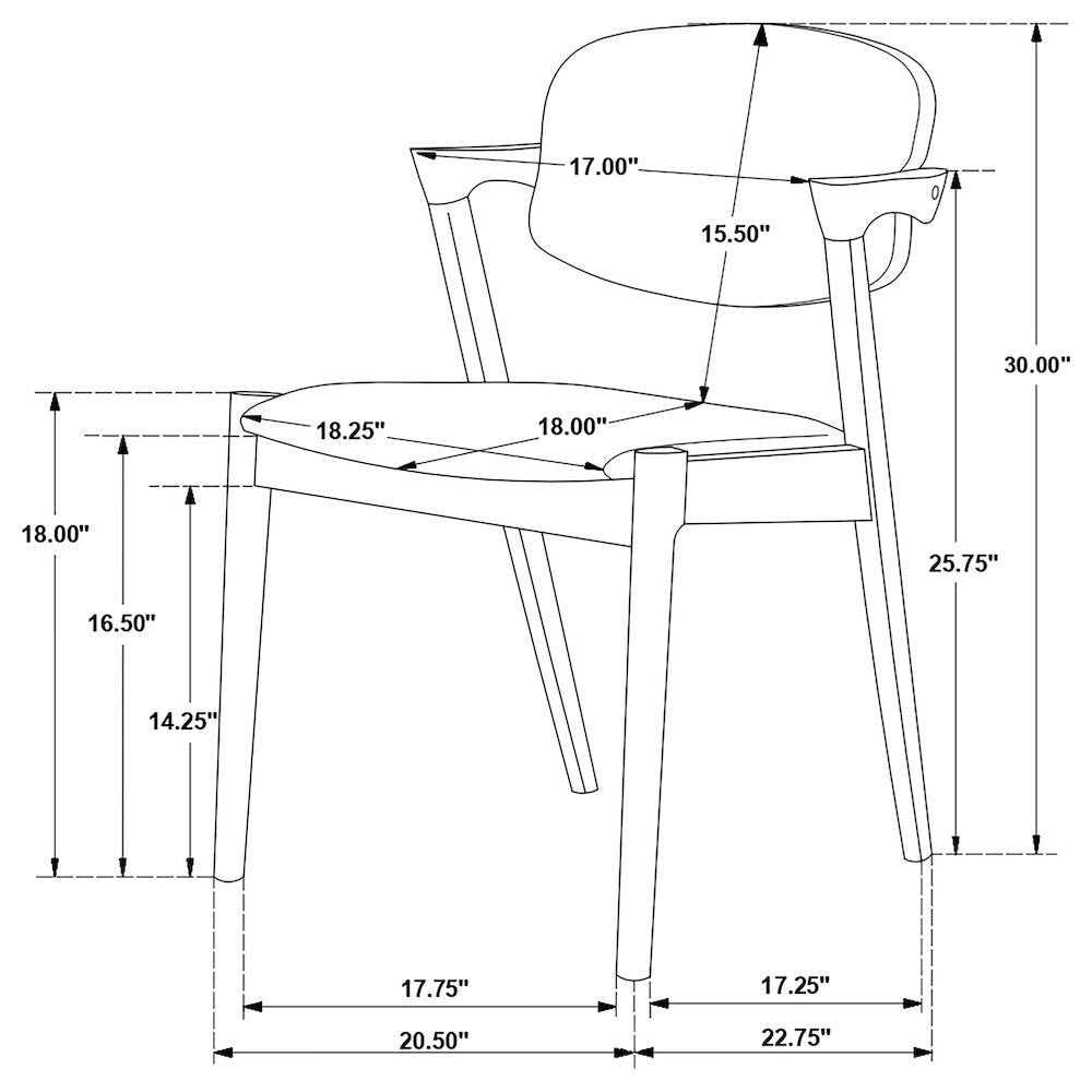 Brown Grey and Black Upholstered Dining Chairs (Set of 2)