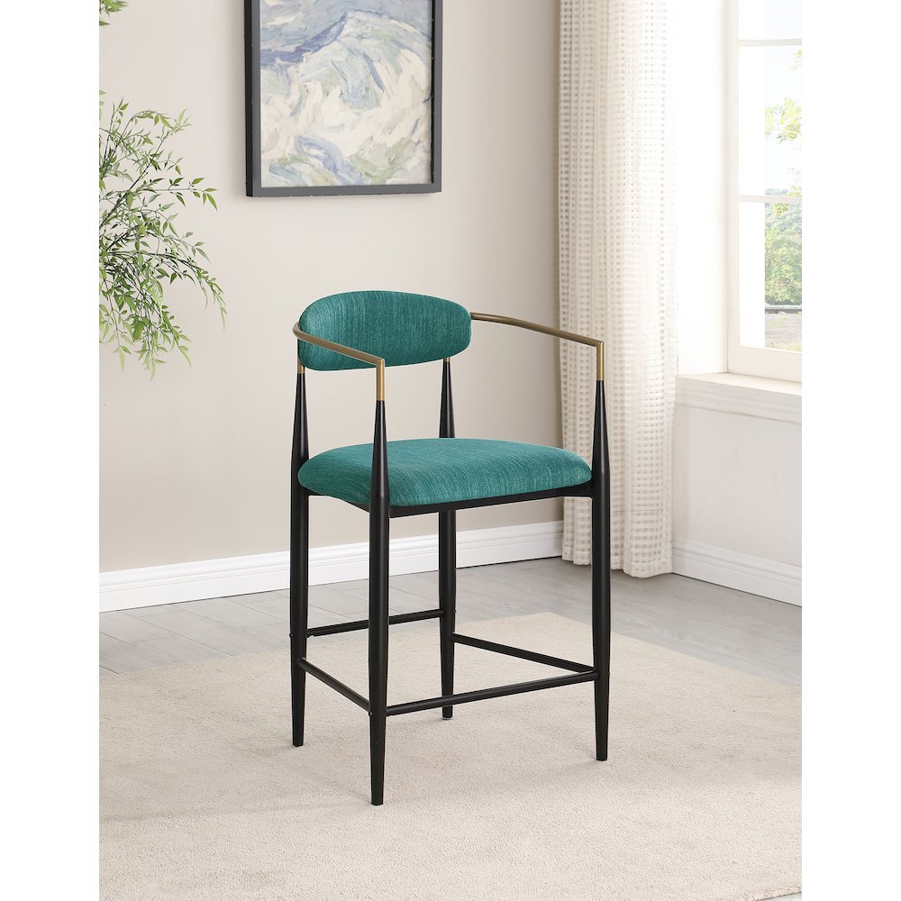 Upholstered Stool with Metal Leg