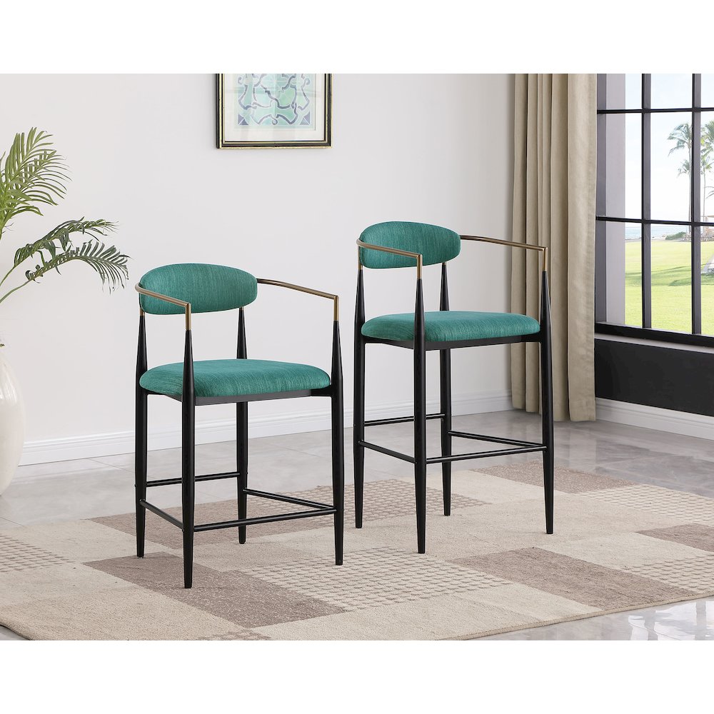 Upholstered Stool with Metal Leg