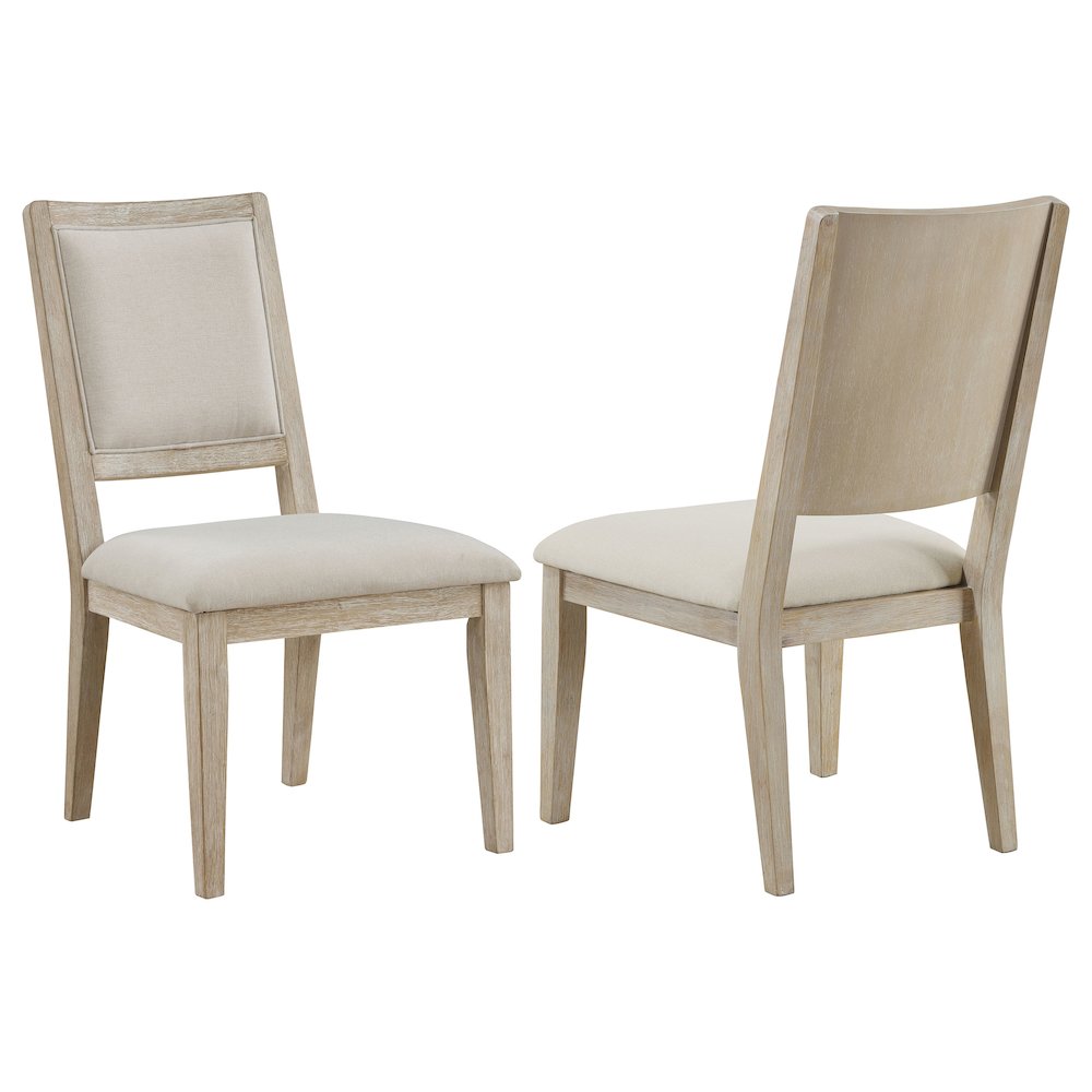 White Washed and Beige Armless Dining Side Chair (Set of 2)