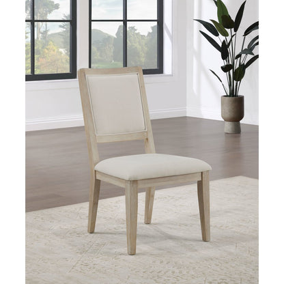 White Washed and Beige Armless Dining Side Chair (Set of 2)