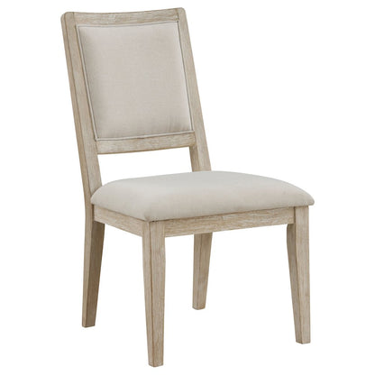 White Washed and Beige Armless Dining Side Chair (Set of 2)