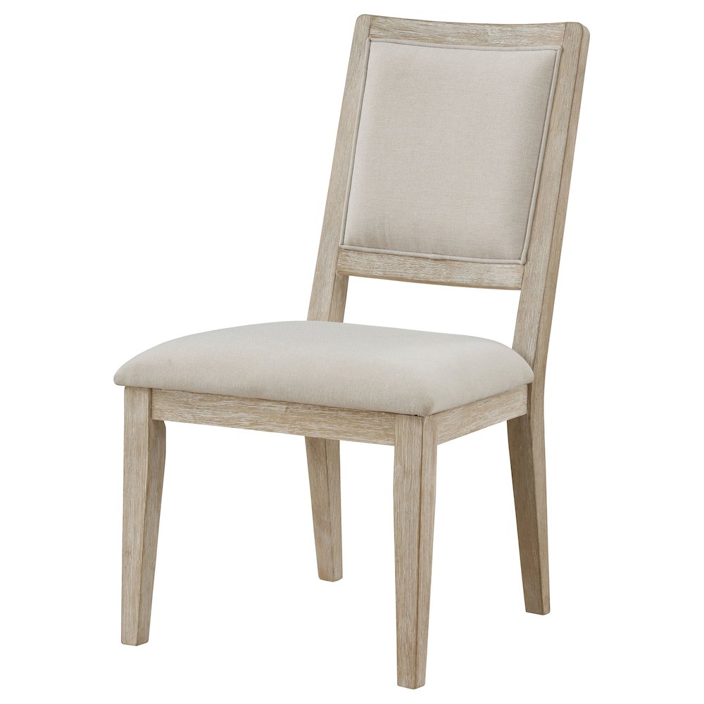 White Washed and Beige Armless Dining Side Chair (Set of 2)