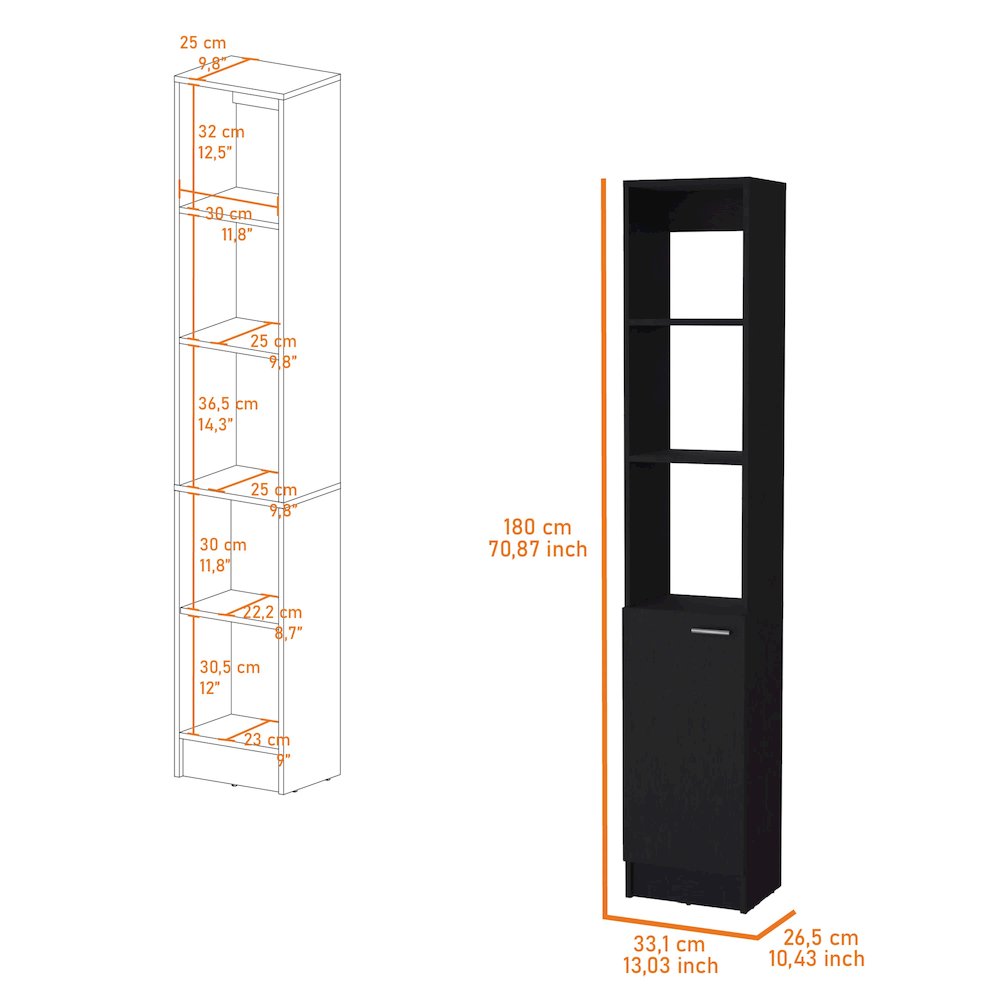 Black Linen Cabinet with 1-Door