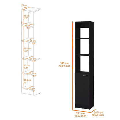 Black Linen Cabinet with 1-Door