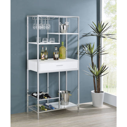 White High Gloss 6-shelf Wine Cabinet