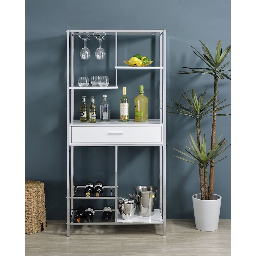 White High Gloss 6-shelf Wine Cabinet