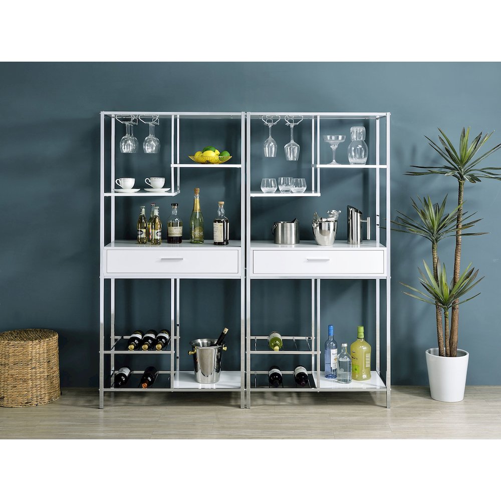 White High Gloss 6-shelf Wine Cabinet