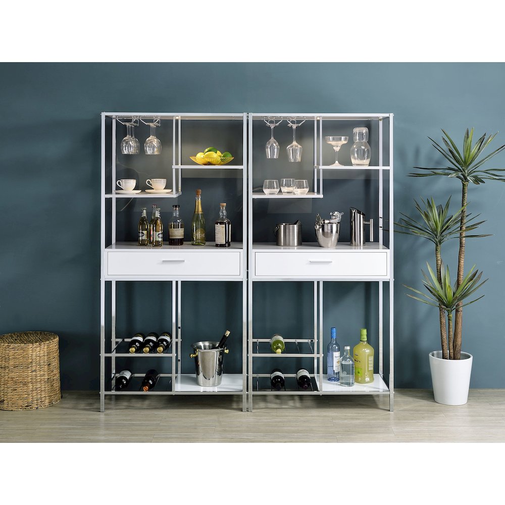 White High Gloss 6-shelf Wine Cabinet