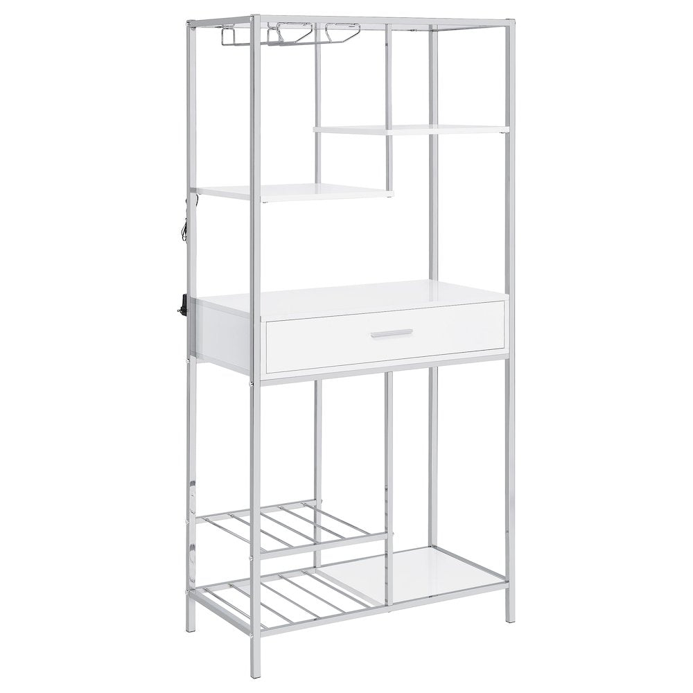 White High Gloss 6-shelf Wine Cabinet