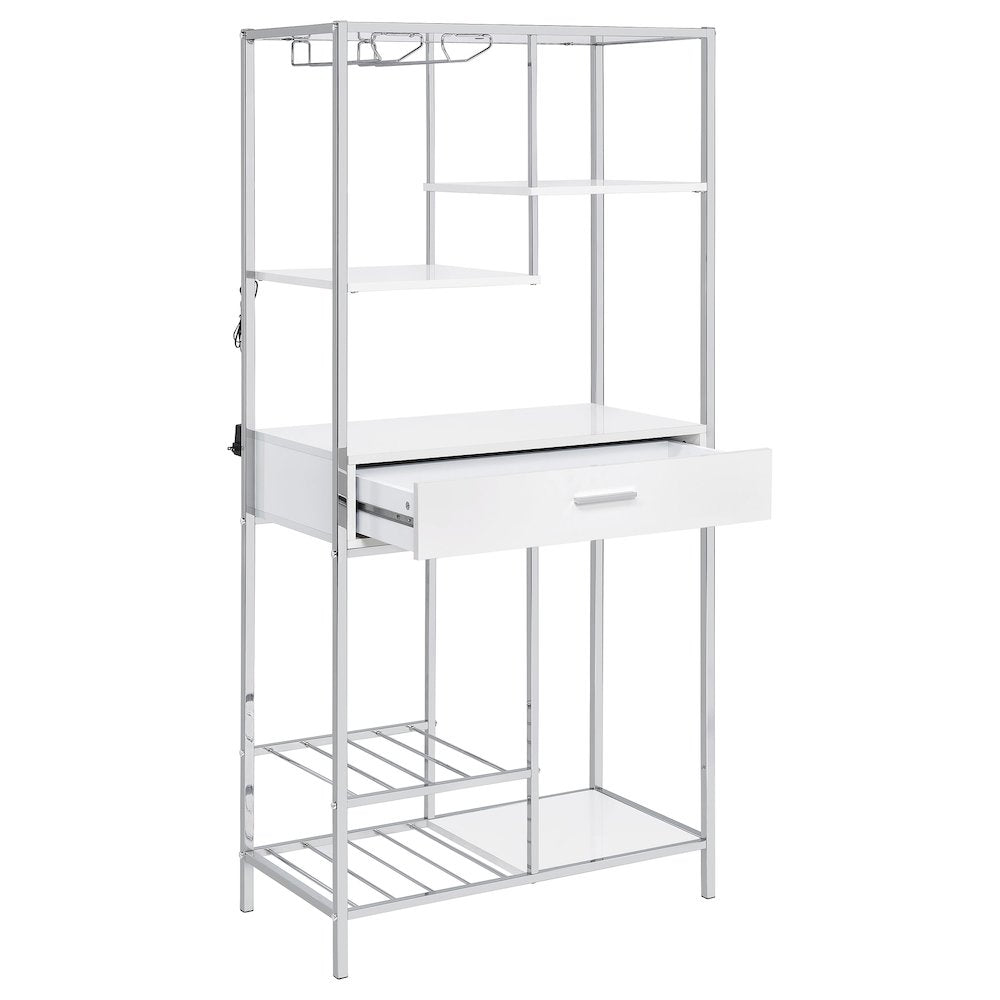 White High Gloss 6-shelf Wine Cabinet