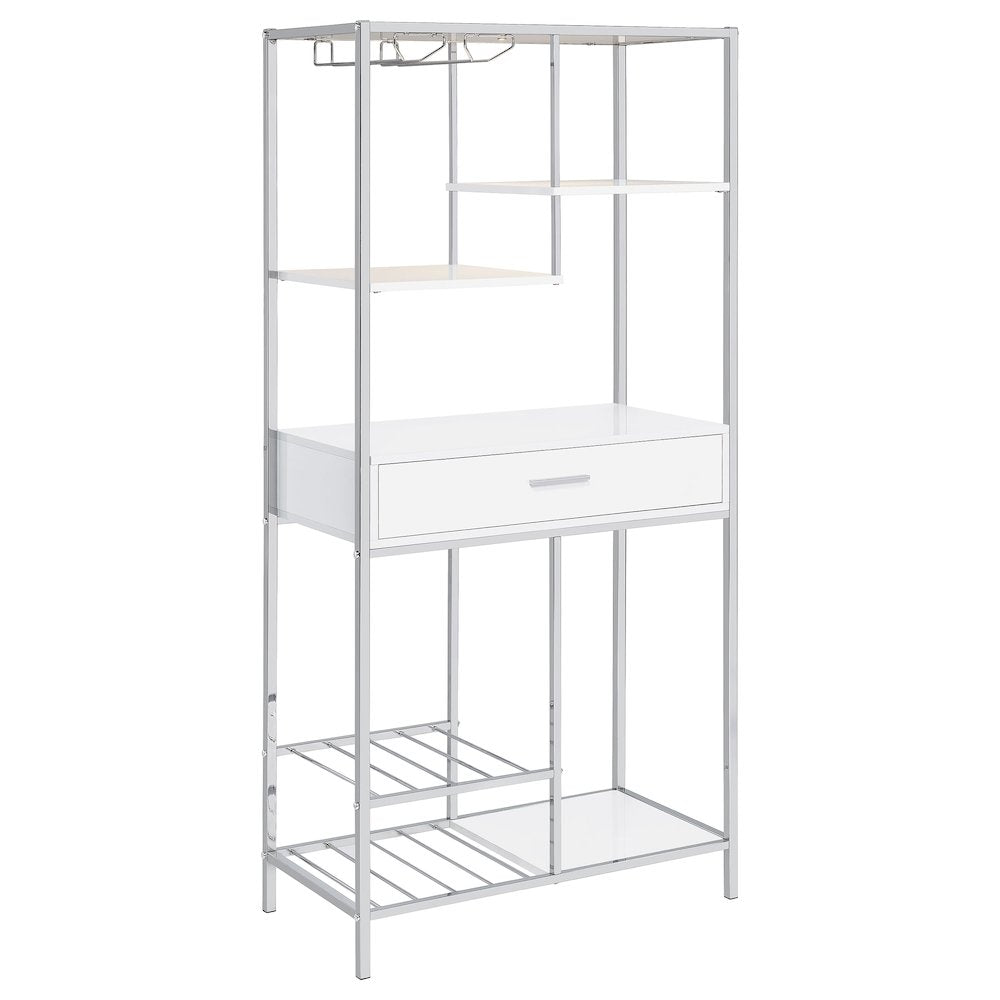 White High Gloss 6-shelf Wine Cabinet