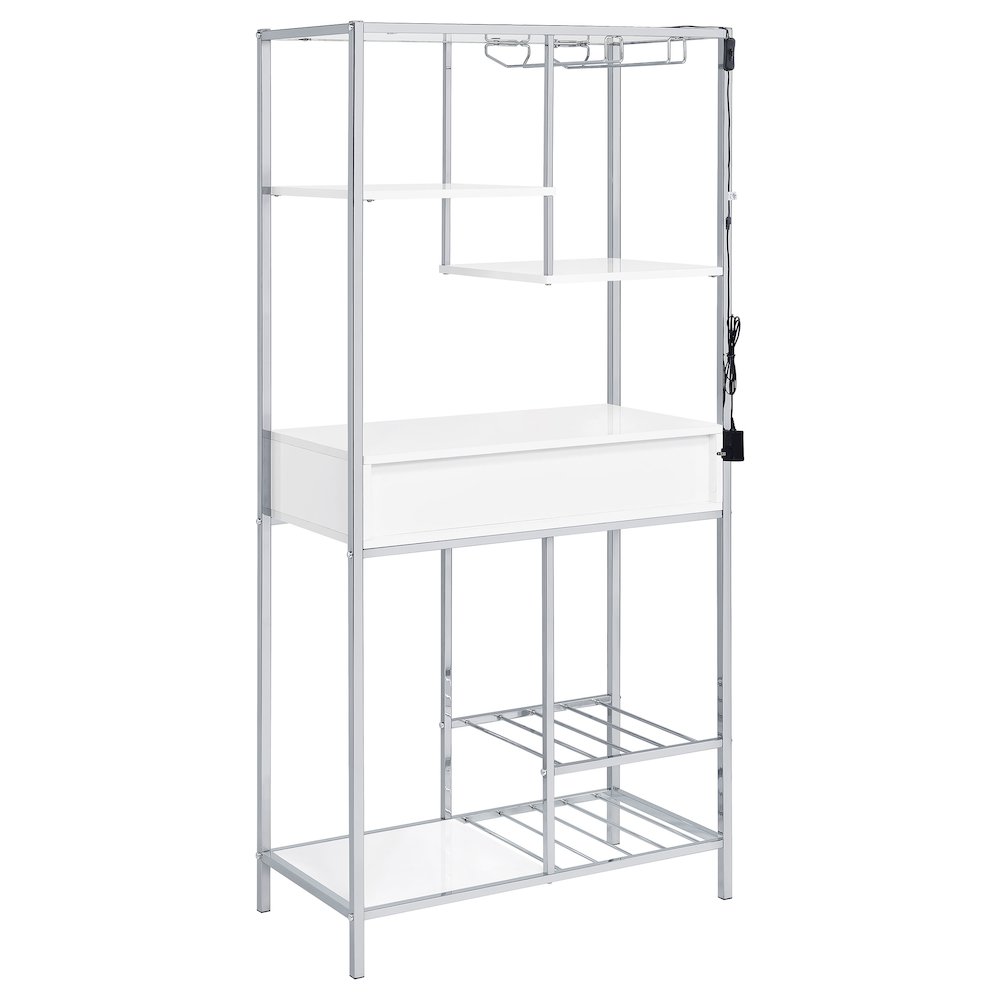 White High Gloss 6-shelf Wine Cabinet