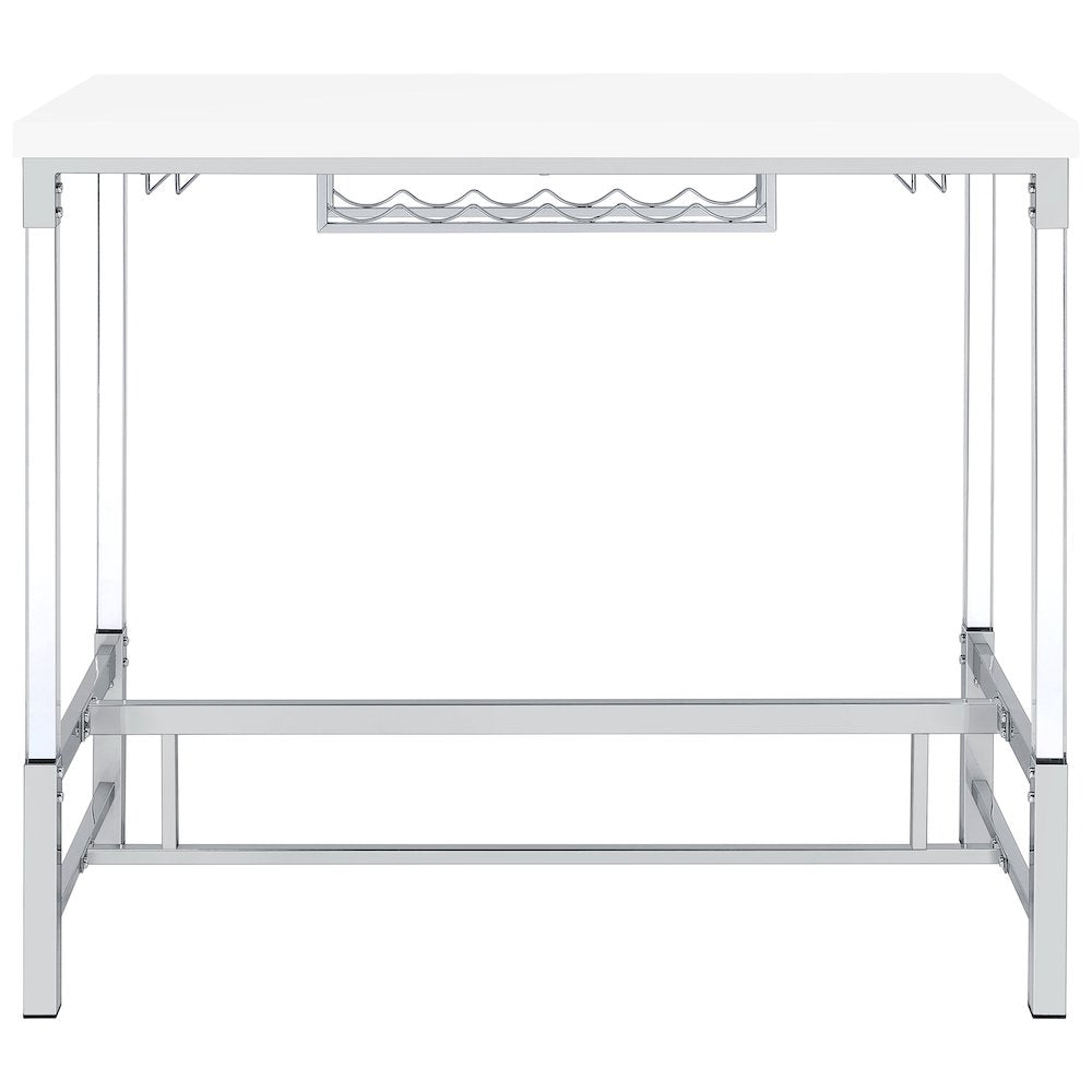 White High Gloss Pub Height Bar Table with Acrylic Legs