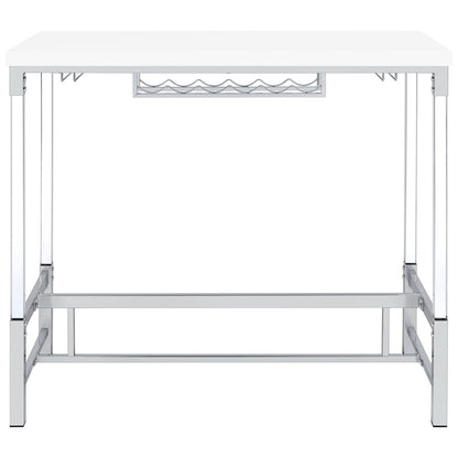 White High Gloss Pub Height Bar Table with Acrylic Legs