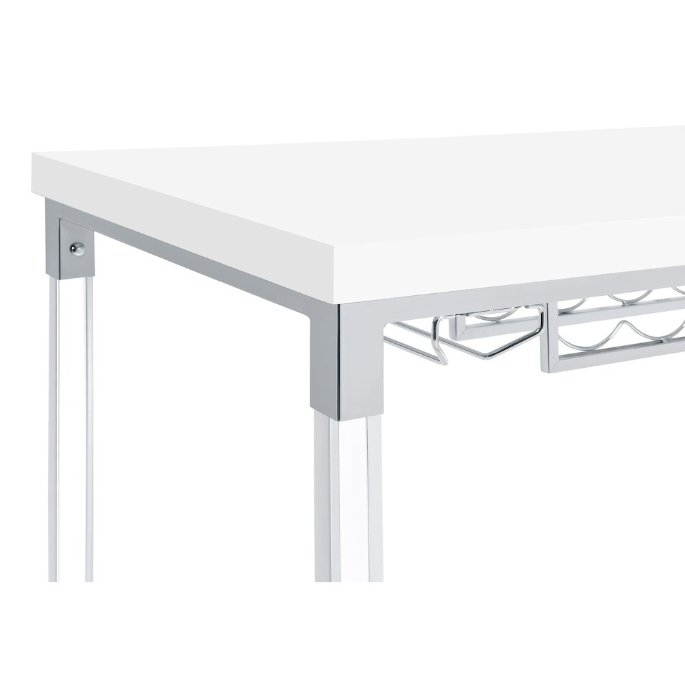 White High Gloss Pub Height Bar Table with Acrylic Legs