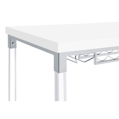 White High Gloss Pub Height Bar Table with Acrylic Legs