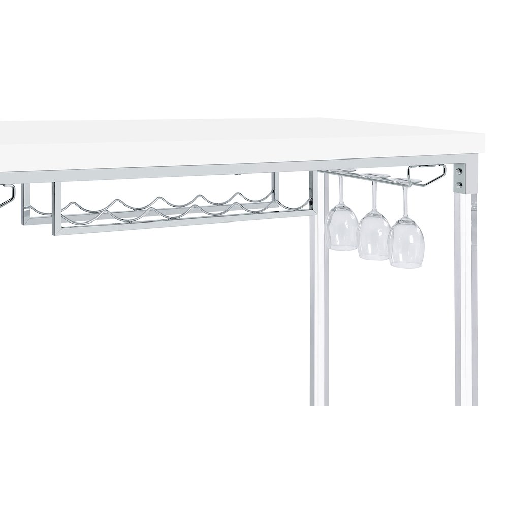 White High Gloss Pub Height Bar Table with Acrylic Legs