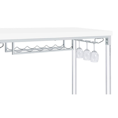 White High Gloss Pub Height Bar Table with Acrylic Legs