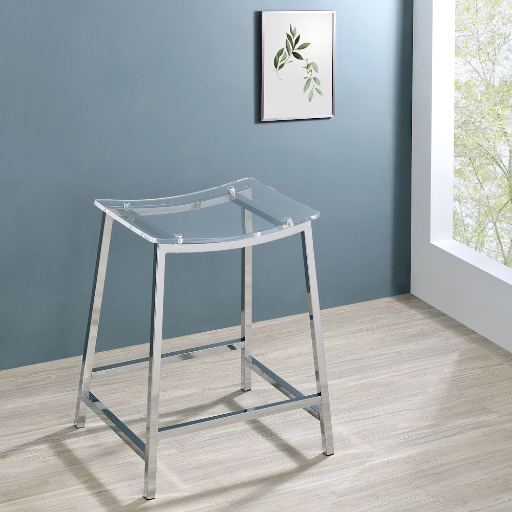 Clear and Chrome Stools (Set of 2)
