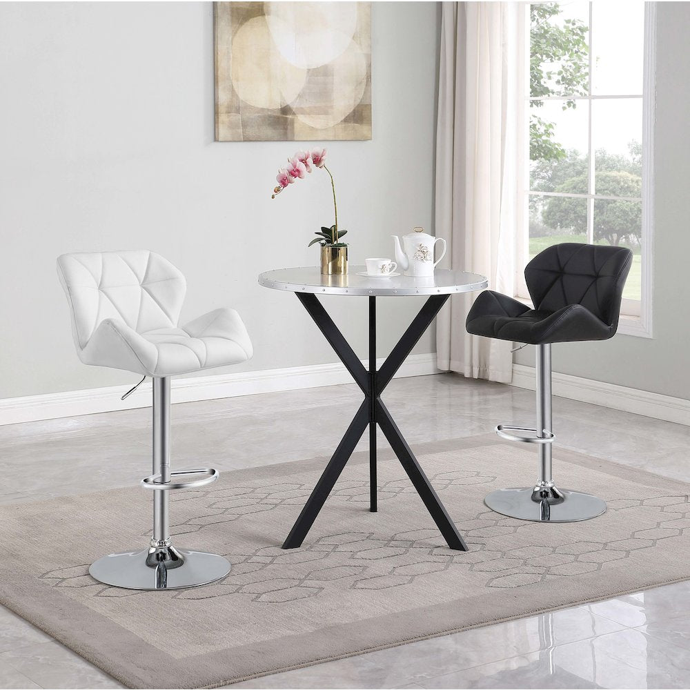 Silver and Sandy Black Round Bar Table