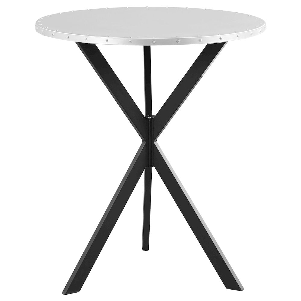 Silver and Sandy Black Round Bar Table