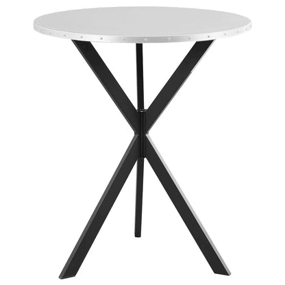 Silver and Sandy Black Round Bar Table