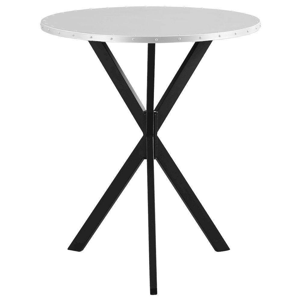 Silver and Sandy Black Round Bar Table